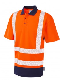 Leo Mortehoe Dual Colour Coolviz Plus Polo Shirt Orange/Navy